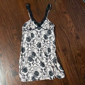 Pink and black lace slip dress